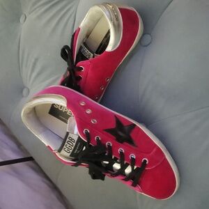 GOLDEN GOOSE GGDB Shoes Sneakers Pink Fuchsia suede w/black leather star size 39